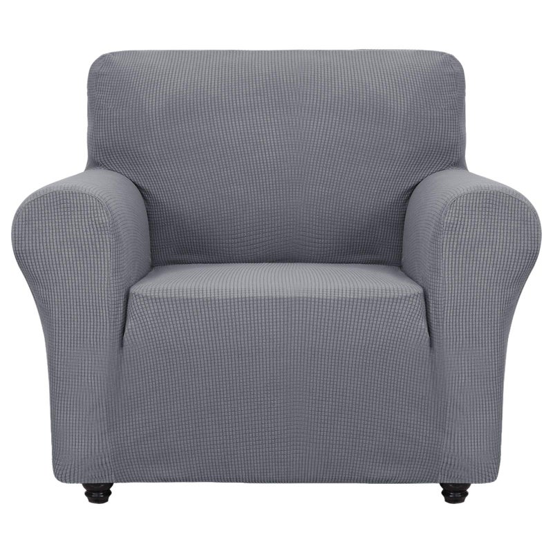 ZNSAYOTX Super Stretch Chair Slipcover Universal Sofa Chair Covers for Living Room Dogs Pet Furniture Protector Spandex Armchair Slipcovers with Anti Slip Foam Sticks (Light Grey, Chair) - Image 1